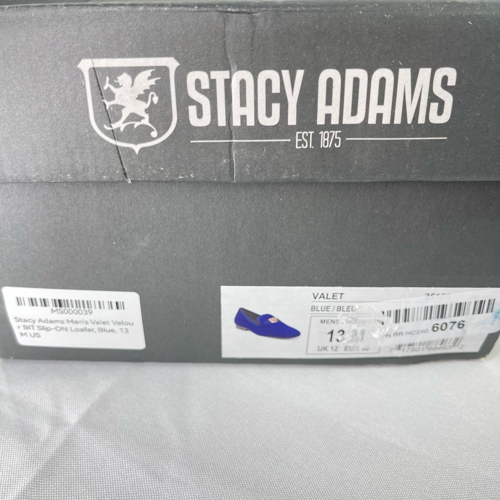 Stacy Adam’s Men’s Valet Velvet Slip On Loafer. Color Blue. Size 13 EUC - Picture 8 of 8